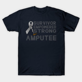 Survivor, Empowered, Strong Amputee Ribbon T-Shirt